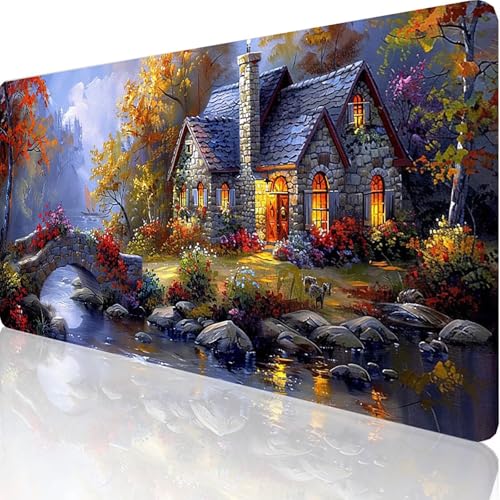 Gaming Mauspad Grau Motiv, Landschaft Mousepad XXL 600x300x3mm, Wasserfest Anti-Rutsch Schreibtisch Mouse Pad verbessert Präzision und Geschwindigkeit, Gaming Zubehör für Office Zimmer Deko C-7-1 von RNXAOPEN