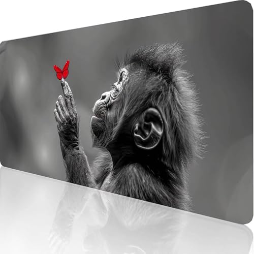 Gaming Mauspad Grau Motiv, Tier Mousepad XXL 800x400x3mm, Wasserfest Anti-Rutsch Schreibtisch Mouse Pad verbessert Präzision und Geschwindigkeit, Gaming Zubehör für Office Geschenk Zimmer Deko M-H-2 von RNXAOPEN