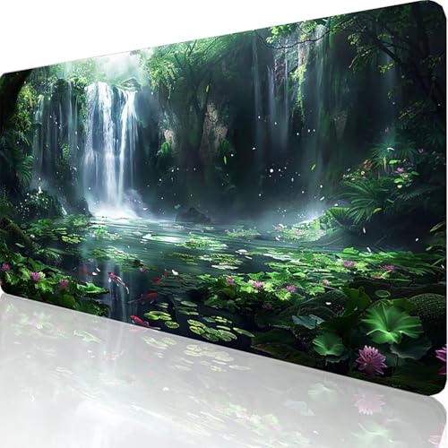 Gaming Mauspad GrüN Motiv, Fallen Mousepad XXL 1200x600x3mm, Wasserfest Anti-Rutsch Schreibtisch Mouse Pad verbessert Präzision und Geschwindigkeit, Gaming Zubehör für Office Geschenk Zimmer 2-Y-C von RNXAOPEN