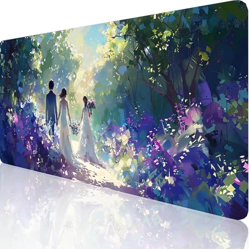 Gaming Mauspad GrüN Motiv, Pflanze Mousepad XXL 1200x600x3mm, Wasserfest Anti-Rutsch Schreibtisch Mouse Pad verbessert Präzision und Geschwindigkeit, Gaming Zubehör für Office Zimmer Deko F-O-5 von RNXAOPEN