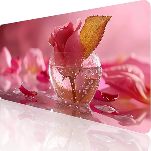 Gaming Mauspad Rosa Mauspad XXL 900x400x3mm XXL Mousepad Blume Mauspad Gaming Zubehör mit Anti Rutsch Basis Mouse Pad， Wasserdicht und Langlebig für Mädchen Geschenk Maus und Tastatur Office 2-F-7 von RNXAOPEN