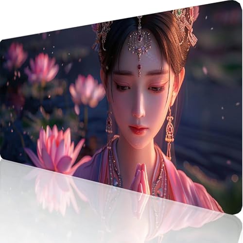 Gaming Mauspad Rosa Motiv, Frau Mousepad XXL 800x400x3mm, Wasserfest Anti-Rutsch Schreibtisch Mouse Pad verbessert Präzision und Geschwindigkeit, Gaming Zubehör für Office Geschenk Zimmer Deko I-A-1 von RNXAOPEN