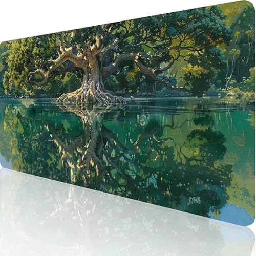 Gaming Mauspad See Motiv, Baum Des Lebens Mousepad XXL 800x400x3mm, Wasserfest Anti-Rutsch Schreibtisch Mouse Pad verbessert Präzision und Geschwindigkeit, Gaming Zubehör für Office Zimmer Deko 5-1-H von RNXAOPEN