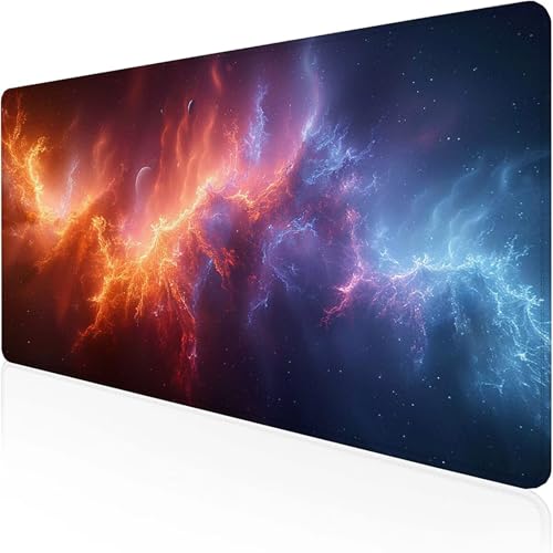 Mauspad Blitz Mousepad XXL 700 x 300 mmRot Gaming Mauspad with Stitched Edges Wasserdicht rutschfest Maus Pad für Bürozubehör Laptop Verbessert Präzision und Geschwindigkei, Geschenke für Männer 1-K von RNXAOPEN