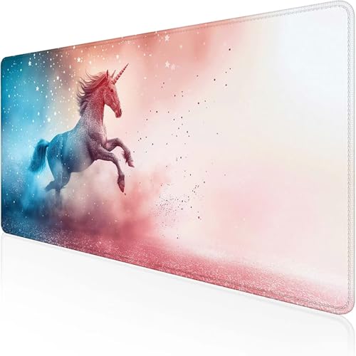 Mauspad Einhorn Mousepad XXL (1200 x 600 mm) Rosa Gaming Mauspad with Stitched Edges Wasserdicht rutschfest Maus Pad für Bürozubehör Laptop Verbessert Präzision und Geschwindigkei, Geschenke 9-I von RNXAOPEN