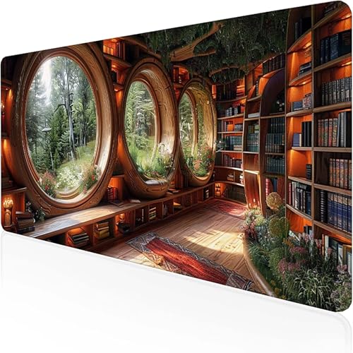 Mauspad Fenster Mousepad XXL 900 x 400 x 3mmGrün Gaming Mauspad with Stitched Edges Wasserdicht rutschfest Maus Pad für Bürozubehör Laptop Verbessert Präzision und Geschwindigkei, Geschenke L-3 von RNXAOPEN