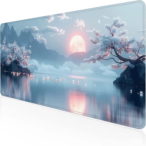 Mauspad Kirschblütenbaum Mousepad XXL 900 x 300 mmRosa Gaming Mauspad with Stitched Edges Wasserdicht rutschfest Maus Pad für Bürozubehör Laptop Verbessert Präzision und Geschwindigkei, Geschenke 4-O von RNXAOPEN