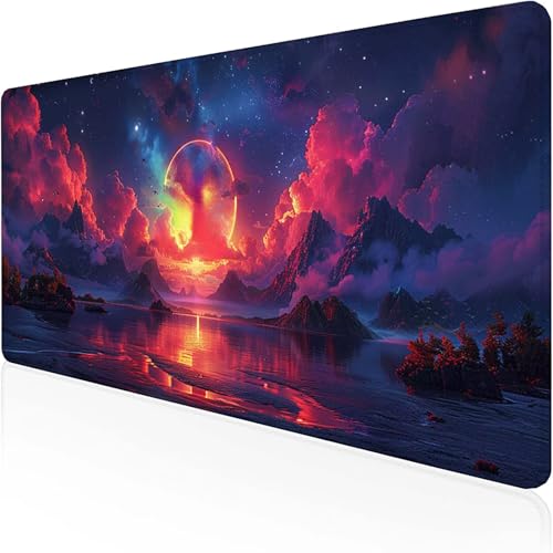 Mauspad Pfau Mousepad XXL 900x300 mm, Rot Gaming Mauspad with Stitched Edges Wasserdicht rutschfest Maus Pad für Bürozubehör Laptop Verbessert Präzision und Geschwindigkei, Geschenke für Männer 0-3 von RNXAOPEN