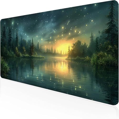 Mauspad See Mousepad XXL 1200x600mmBlau Gaming Mauspad with Stitched Edges Wasserdicht rutschfest Maus Pad für Bürozubehör Laptop Verbessert Präzision und Geschwindigkei, Geschenke für Männer 3-P von RNXAOPEN