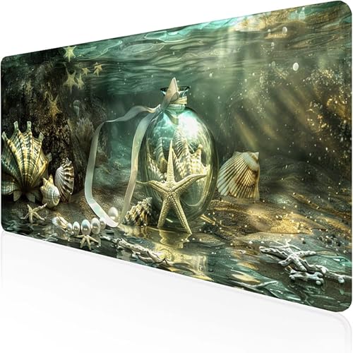 Mauspad Seestern Mousepad XXL 900x400x3 mm, Schwarz Gaming Mauspad with Stitched Edges Wasserdicht rutschfest Maus Pad für Bürozubehör Laptop Verbessert Präzision und Geschwindigkei, Geschenke 0-5 von RNXAOPEN