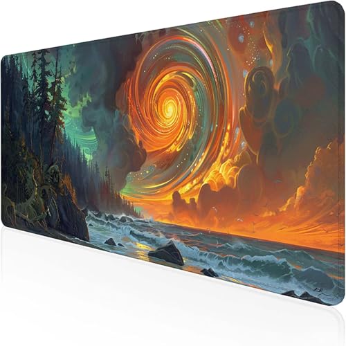 Mauspad Sturm Mousepad XXL (700 x 300 mm) Orange Farbe Gaming Mauspad with Stitched Edges Wasserdicht rutschfest Maus Pad für Bürozubehör Laptop Verbessert Präzision und Geschwindigkei, Geschenke R-Q von RNXAOPEN