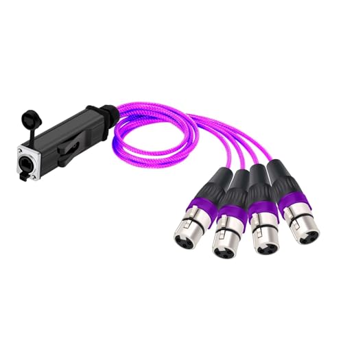 ROBAUN 0,5 M-10 M RJ45-Buchse auf 4-Kanal-Audiokabel, Netzwerkverlängerung, Farbgeflecht-Splitterkabel for Bühnen-Audiolicht(D1035J-F-Purple,2.9M) von ROBAUN