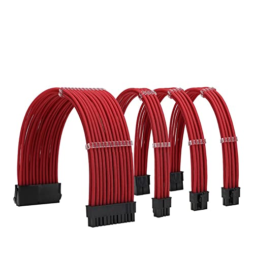 ROBAUN NCK1 Serie Netzteil Verlängerung Kabel Kit, Einfarbig Kabel Solide Combo 300mm ATX24 Pin PCI-E 8Pin 8Pin Mit Kämme(Kit C,Rosso) von ROBAUN