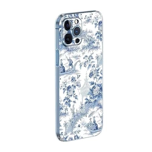 Handyhülle Kompatibel mit iPhone 11 Blau Chinoiserie Powder Toile Print Silikon Telefon Gummi TPU Stoßfest Schützende Seite Streifen Soft Cover von ROCKIA