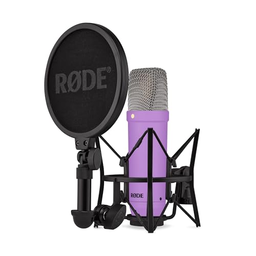 RØDE NT1 Signature Series Großmembrankondensatormikrofon mit Schockhalterung, Popschutz und XLR-Kabel für Musikproduktion, Gesangsaufnahmen, Streaming und Podcasting (Lila) von RØDE