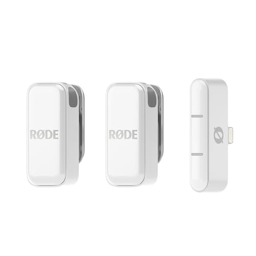 RØDE Wireless Micro - Kompaktes drahtloses Mikrofon, zwei Mikrofone mit Ladekoffer für die Erstellung von Inhalten auf dem Smartphone - Lightning, Weiß von RØDE