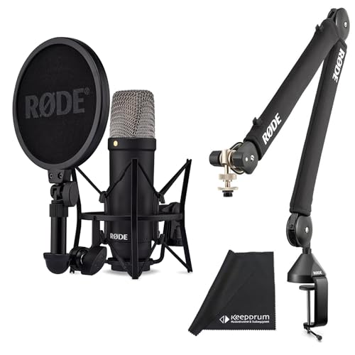 Rode NT1 Signature Black Studio-Mikrofon + PSA-1+ Gelenkarm-Stativ + keepdrum Mikrofasertuch von RØDE