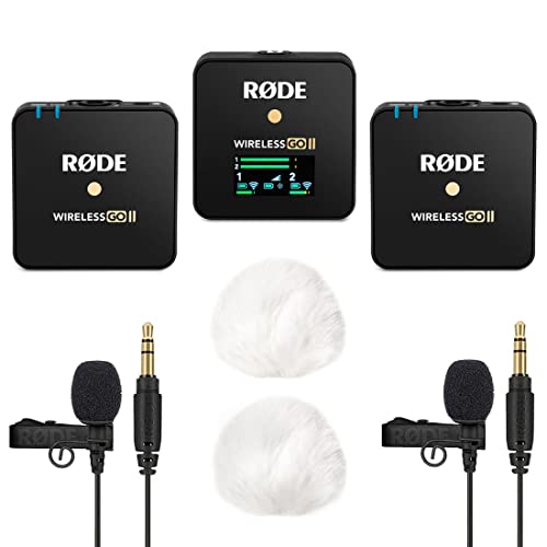 Rode Wireless GO II BK Mikrofon-Funksystem + 2X Lavalier GO BK + 2X keepdrum Windschutz Weiss von RØDE