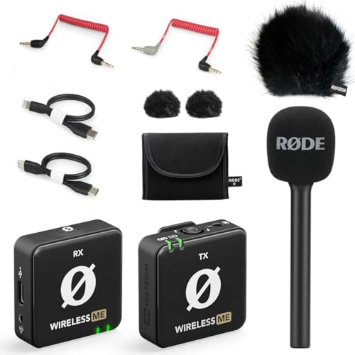 Rode Wireless ME Drahtlos-Mikrofon-Set + Interview GO Handadapter + keepdrum Fell-Windschutz BK Schwarz von RØDE