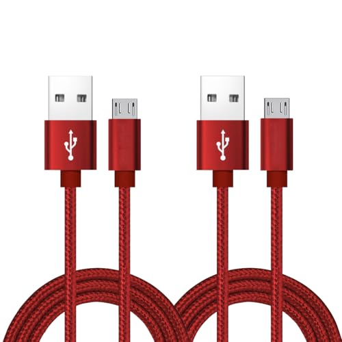 ROFICORD Micro USB Kabel, [2Pack] 0.6M Android Ladegerät, Nylon geflochtenes Micro USB Ladegerät, High Speed USB 2.0 A zu Micro B Ladekabel Universal für HTC, S6, Kindle, Android und mehr (Rot, 0,6M) von ROFICORD