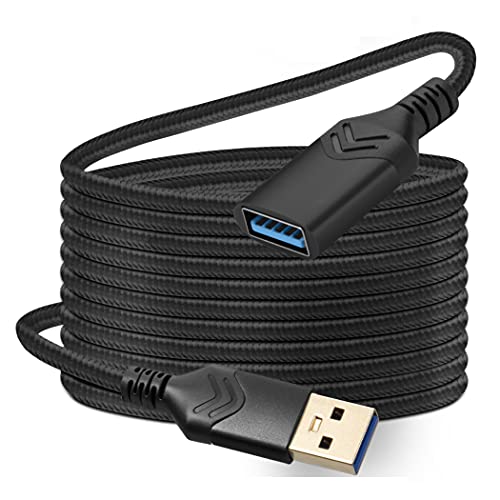 USB 3.0-Verlängerungskabel, 4,5m Hochgeschwindigkeits-Verlängerungskabel, USB-A-Stecker auf Buchse,Verlängerungskabel für Playstation/Xbox/Flash-Laufwerk/Kartenleser/Tastatur/Drucker (Schwarz) von ROFICORD