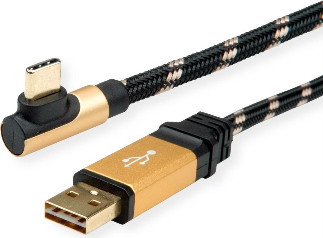 ROLINE 11.02.9060 USB Kabel 0,8 m USB 2.0 USB A USB C Schwarz - Gold (11.02.9060) von Secomp