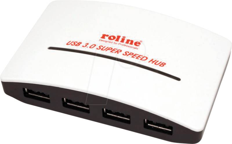 ROLINE 14025027 - USB 3.0 4 Port Hub, USB-A, schwarz/weiß von ROLINE