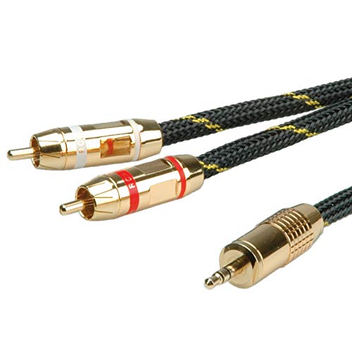 ROLINE GOLD Audio-Verbindungskabel 3,5mm Stereo - 2x Cinch, ST/ST, 10 m von ROLINE