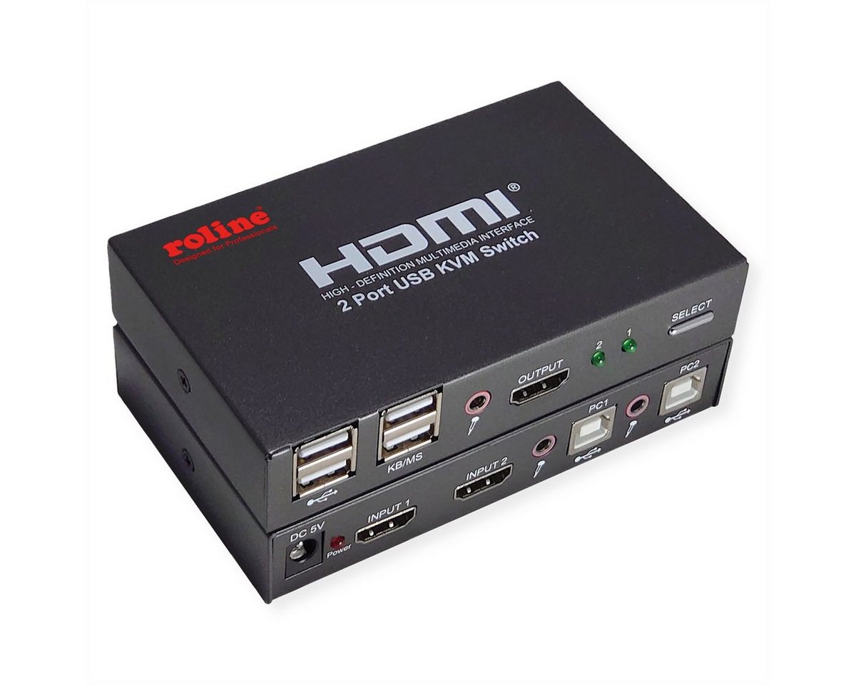 ROLINE KVM Switch, HDMI 4K, USB, 1 User - 2 PC Computer-Adapter von ROLINE