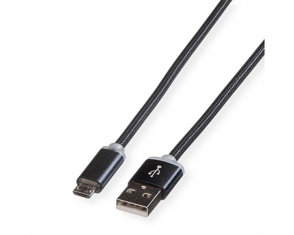 ROLINE USB 2.0 LED Ladekabel, A - Micro B, ST/ST USB-Kabel, USB 2.0 Typ A Männlich (Stecker), USB 2.0 Typ Micro B Männlich (Stecker) (100.0 cm) von ROLINE
