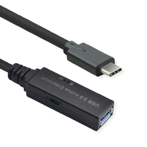 ROLINE USB 3.2 Gen 1 Aktives Repeater Kabel, Typ A - C, schwarz, 10 m von ROLINE