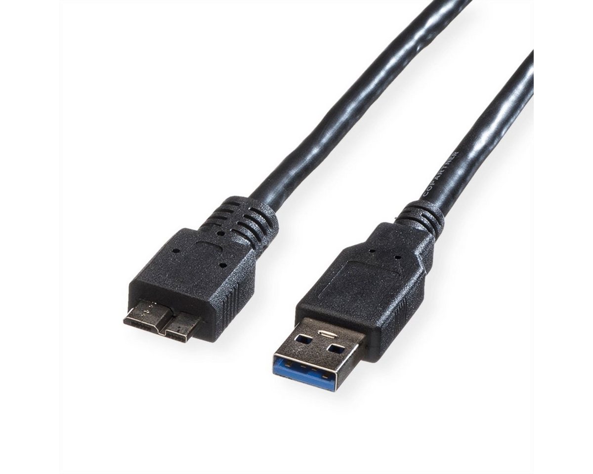 ROLINE USB 3.2 Gen 1 Kabel, A ST - Micro B ST USB-Kabel, USB 3 Typ A Männlich (Stecker), USB 3 Typ Micro B Männlich (Stecker) (80.0 cm) von ROLINE