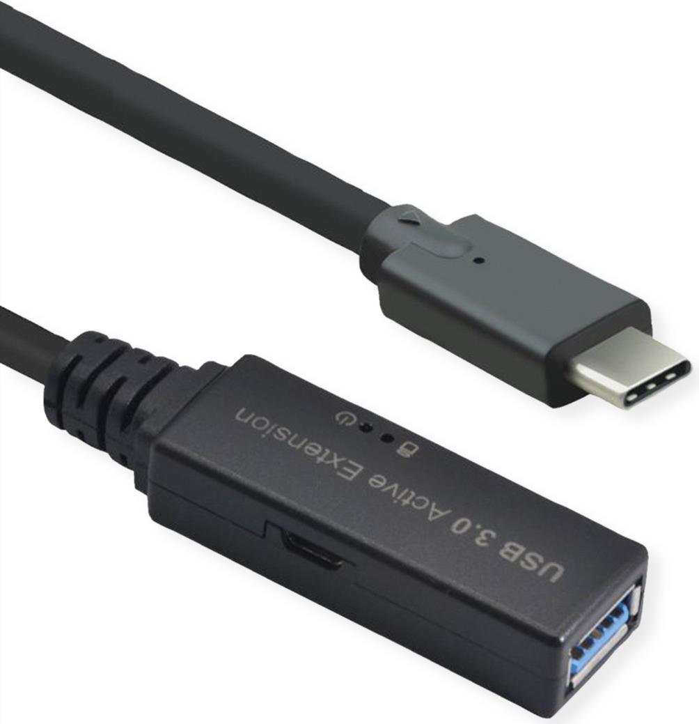ROLINE Ultralanges USB3.2 Gen1 Verlängerungskabel C-A ST/BU 10m - Kabel - Digital/Daten - 10 m (12.04.1066) von ROLINE