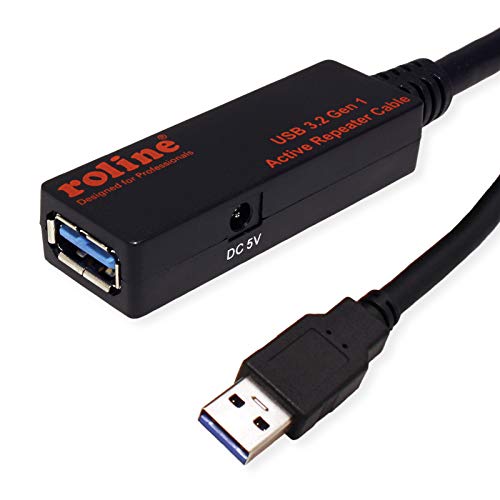 ROLINE USB 3.2 Gen 1 Aktives Repeater Kabel, schwarz, 10 m von ROLINE