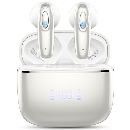 Bluetooth Kopfhörer, 2024 Kopfhörer Kabellos Bluetooth 5.3 In Ear Kopfhörer, 40Std Kabellose Kopfhörer mit 4 ENC Mic, Noise Cancelling Earbuds Tiefer Bass, USB-C, IP7 Wasserdicht Ohrhörer, LED-Anzeige von ROMOKE