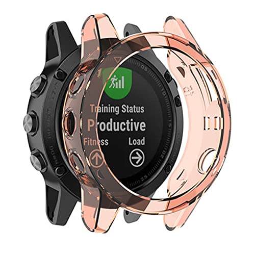 RORFFK Schutzhülle für Garmin Fenix 7 7X 6 6S 6X Pro Smartwatch-Schutzrahmen aus weichem kristallklarem TPU für 5 5S 5X Plus (Rosa, für Fenix 5 5 Plus) von RORFFK