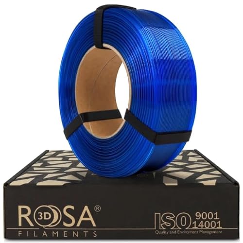 ROSA 3D PET-G Standard High Speed Filament 1.75 mm für 3D Drucker | Druckmaterialien Leicht Glänzend PETG 3D Drucker Filament | Filament 3D Printing Materials | Transparent Blau Refill 1 kg von ROSA 3D FILAMENTS