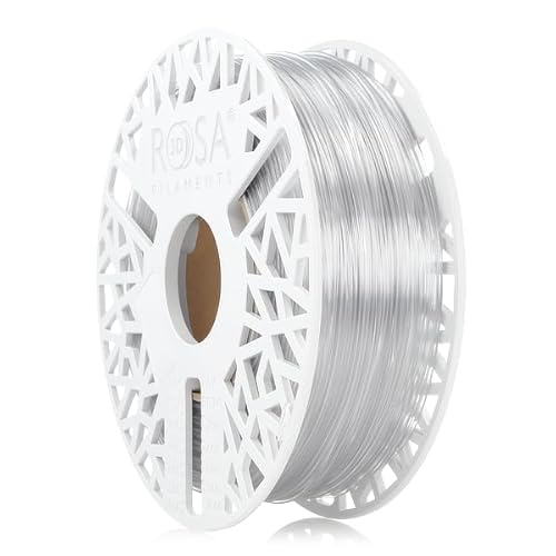 ROSA 3D PET-G Standard High Speed Filament 1.75 mm für 3D Drucker | Druckmaterialien Leicht Glänzend PETG 3D Drucker Filament | Filament 3D Printing Materials | Transparent Spule 1 kg von ROSA 3D FILAMENTS