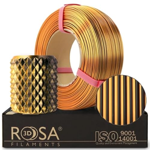 ROSA 3D PLA Magic Silk Filament 1.75 mm für 3D Drucker | Druckmaterialien Leicht Glänzend Bioabbaubar PLA 3D Drucker Filament | Filament 3D Printing Materials | Mystisch Tiger Refill 1 kg von ROSA 3D FILAMENTS