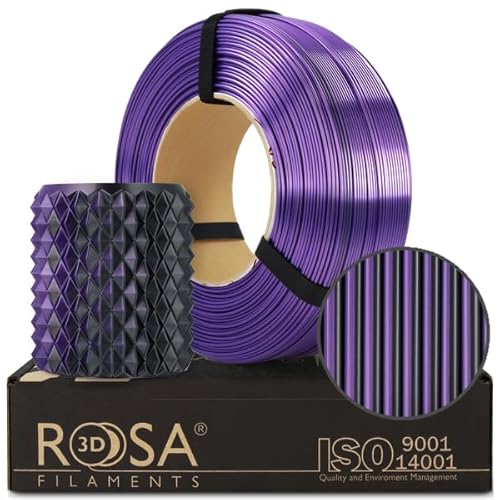 ROSA 3D PLA Magic Silk Filament 1.75 mm für 3D Drucker | Druckmaterialien Leicht Glänzend Bioabbaubar PLA 3D Drucker Filament | Filament 3D Printing Materials | Mystisch Violett Refill 1 kg von ROSA 3D FILAMENTS