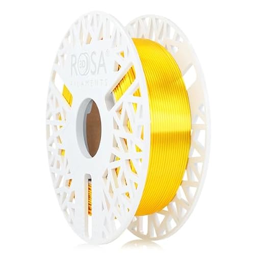 ROSA 3D PLA Silk Filament 1.75 mm für 3D Drucker | Druckmaterialien Leicht Glänzend Bioabbaubar PLA 3D Drucker Filament | Filament 3D Printing Materials | Gelb Spule 0,5 kg von ROSA 3D FILAMENTS