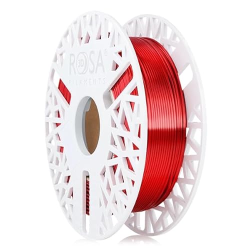 ROSA 3D PLA Silk Filament 1.75 mm für 3D Drucker | Druckmaterialien Leicht Glänzend Bioabbaubar PLA 3D Drucker Filament | Filament 3D Printing Materials | Rot Spule 0,5 kg von ROSA 3D FILAMENTS