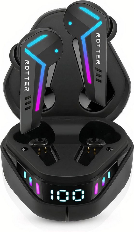 ROTTER In-Ear-Kopfhörer (Aktivierung durch fünfmaliges Tippen auf die MFB-Taste. Ein visuelles Highlight für Gaming-Enthusiasten., mit 50-ms-Latenz für blitzschnelles Gaming, mit Ergonomisches Design) von ROTTER