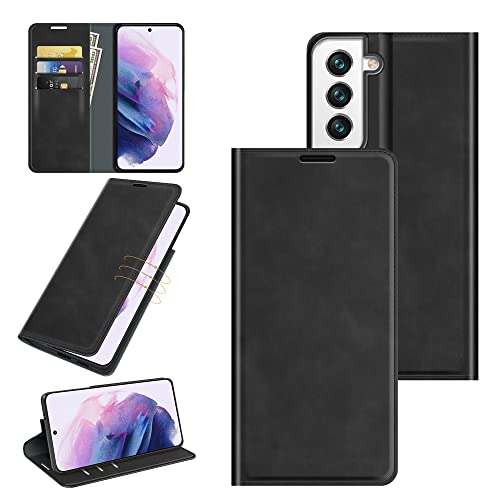 ROVLAK Hülle Magnetisch Kompatibel mit Samsung Galaxy S22+ Wallet Flip Case mit Kartenslot Stoßfeste PU Leder Case+Inner TPU Silikon Hülle mit Stand Tasche,Schwarz von ROVLAK