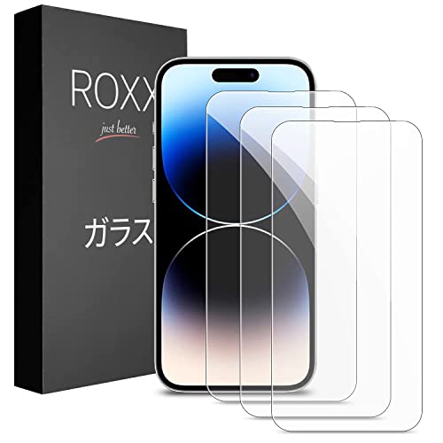 ROXX Japanisches 9H Schutzglas (3 Stück) | Volle Displayabdeckung | Kompatibel mit iPhone 14 Pro Max | Härter | Klarer | Kratzresistenter | Passt perfekt mit ROXX Hüllen von ROXX just better