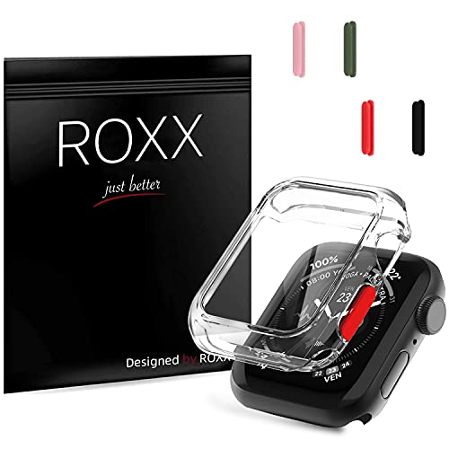 Roxx Hardcase Transparent Hülle mit 9H Glas Front - Kompatibel mit Apple Watch 6 | SE | 5 | 4 | (44mm) von ROXX just better