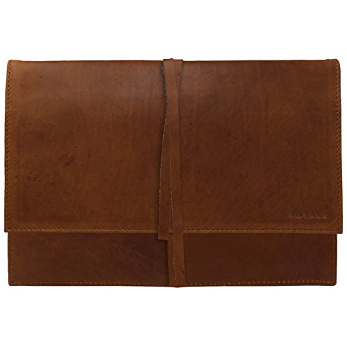 ROYALZ Vintage Lederhülle für Microsoft Surface Pro 7 Ledertasche | Surface Pro 6 | Surface Pro 2017 - Tasche Schutz Hülle Cover Schutzhülle Case Sleeve Leder, Farbe:Cognac Braun von ROYALZ