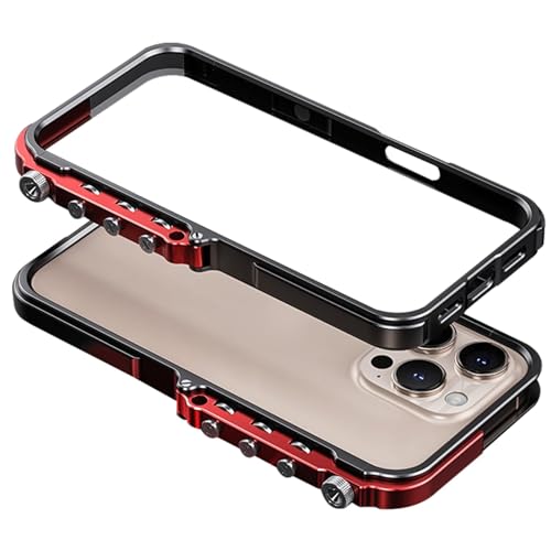 RQAMRCU Schutzhülle Für iPhone 16 Pro Max/16 Pro/16 Plus/16, Skelett-Hülle Wärmeableitung Persönlichkeit Sturzsichere Metall Handytasche Schmale Passform Aluminium Handyhülle(Schwarz,16 Pro Max) von RQAMRCU