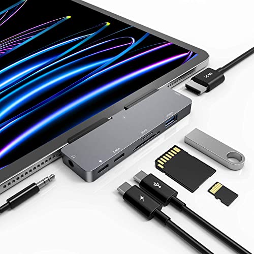 iPad Pro USB C Hub, 7-in-1 Adapter für iPad Pro 12.9 11 Zoll iPad Air 5 4 Docking Station mit 4K HDMI, USB-C PD Aufladung, SD/TF Kartenleser, USB 3.0, 3.5mm Audio Klinke, iPad Mini 6 Zubehör von RREAKA