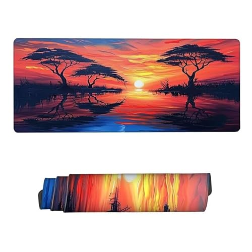 Gaming Mauspad XXL 1200x600x3mm,Mauspad Rot Mousepad,Schreibtischunterlage Sonnenaufgang Mousepad Wasserdicht,Rutschfeste Gummibasis Mouse Pad,Verbessert Präzision und Geschwindigkeit,Geschenke RS-866 von RSZYUUNG